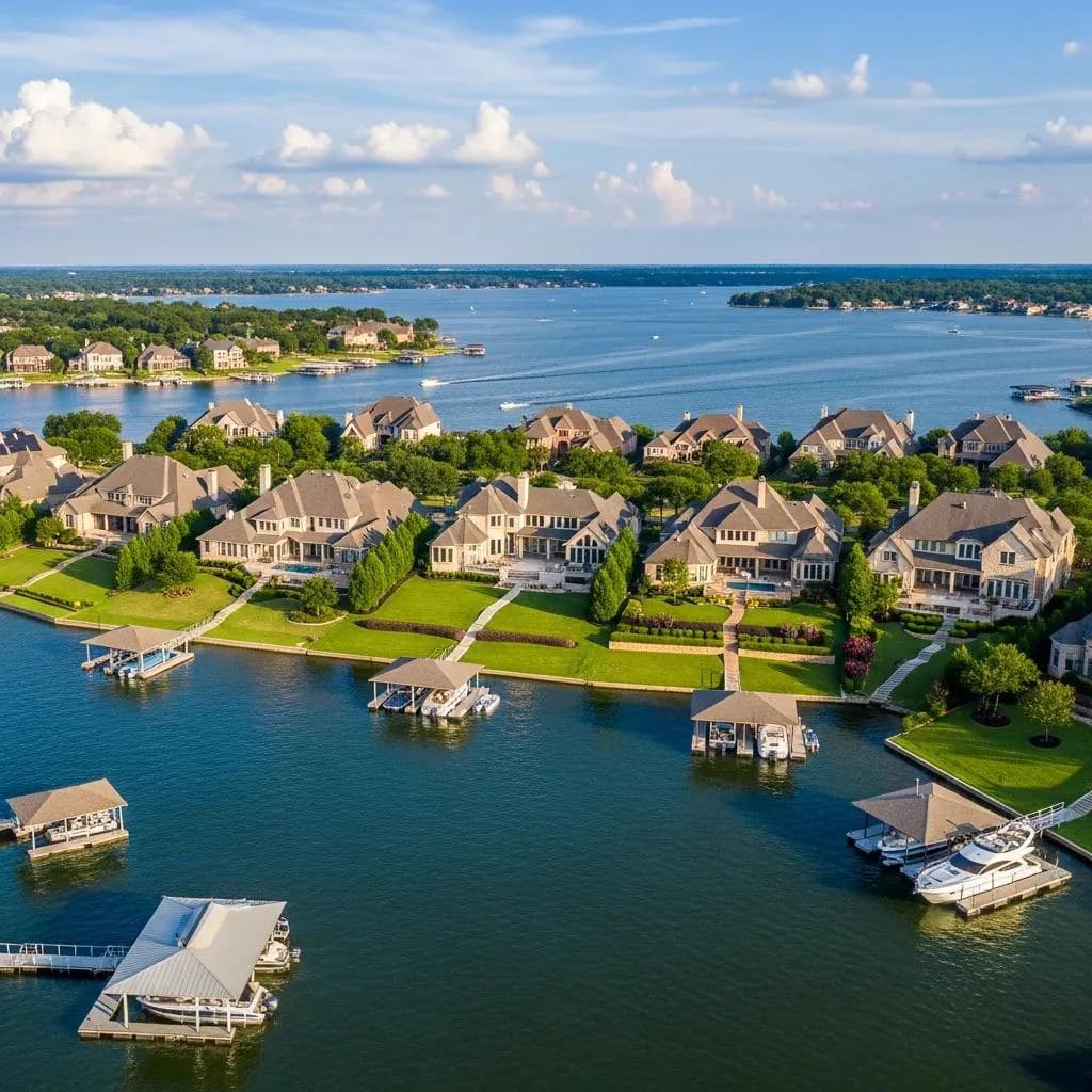 Aerial residential view of the Lake Conroe area, Texas